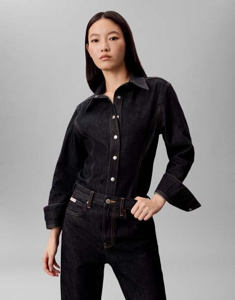 Calvin Klein Jeans - Mørk forvasket denimskjorte med indsyet talje - view 1