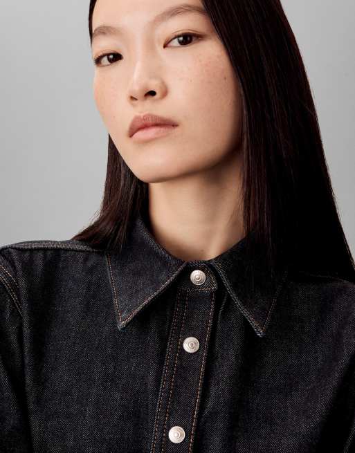 Calvin Klein Jeans - Mørk forvasket denimskjorte med indsyet talje, 3 af 4
