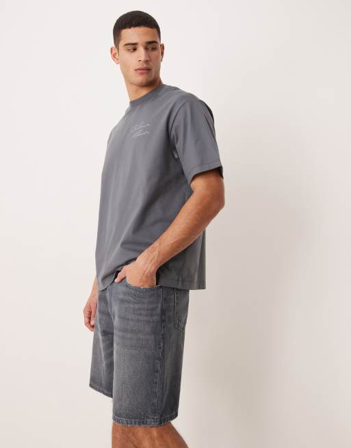 Calvin Klein Jeans - Mørkegrå forvaskede denimshorts med afslappet pasform i 90'er-stil, 3 af 5