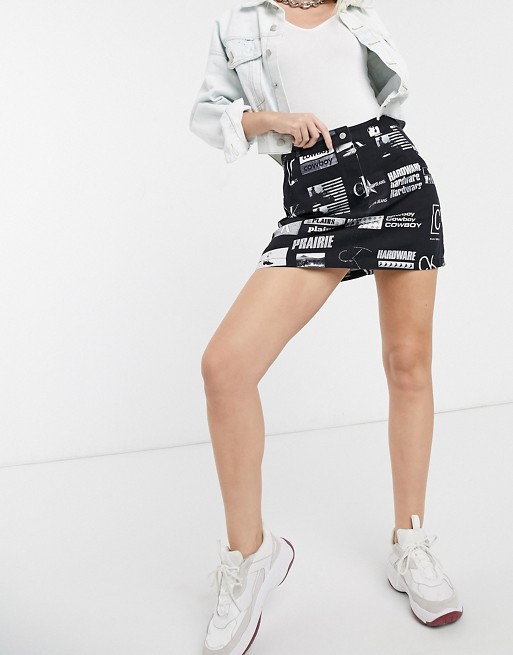 Calvin Klein Jeans multi logo a line skirt