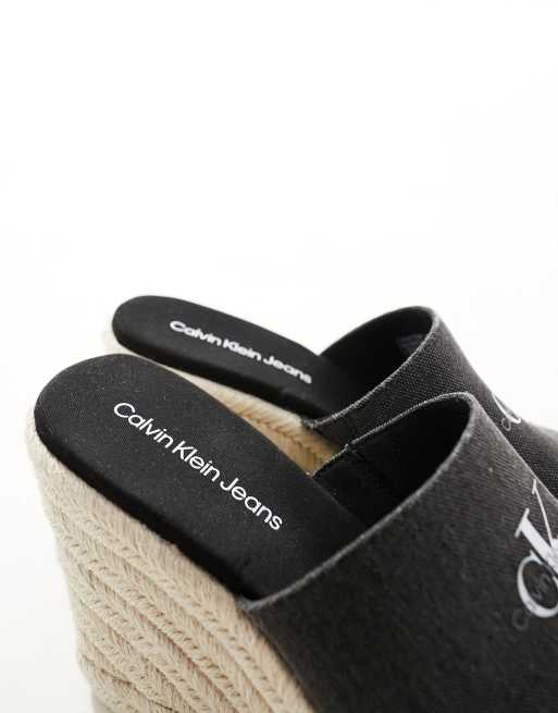 Calvin Klein Jeans - Multifarvede slider-sandaler med kilehæl i reb, 4 af 4