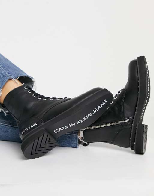 Calvin Klein Jeans nannie boots in black