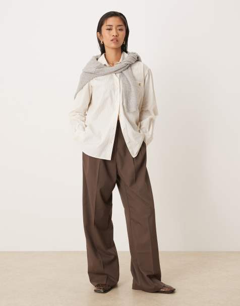 Calvin Klein Jeans - Naturfarvet stribet skjorte i bomuldspoplin med afslappet pasform - view 1