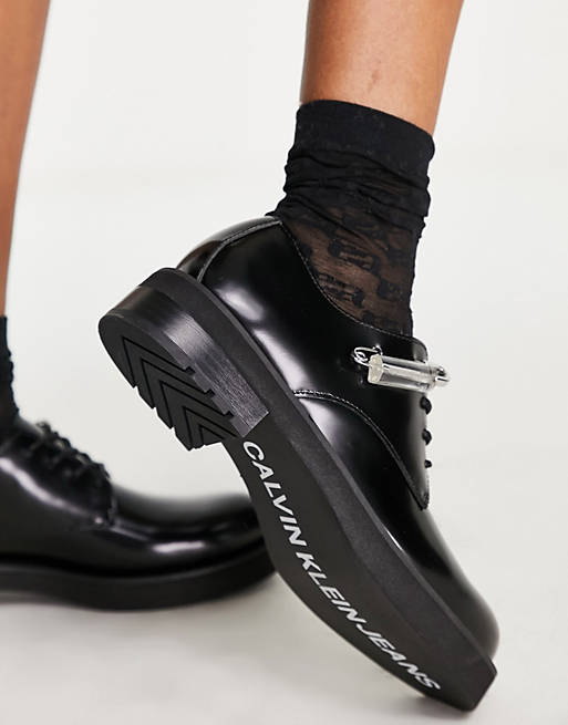 Calvin Klein Jeans neana flat shoes in black | ASOS