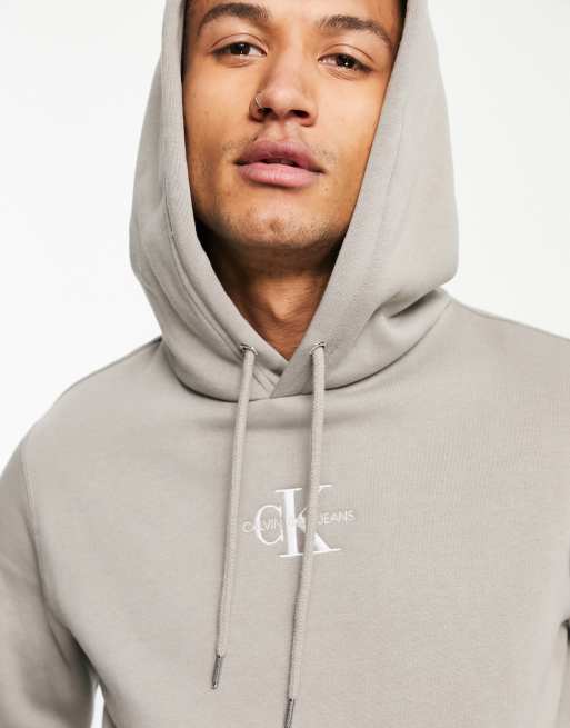 Calvin Klein Jeans - New Iconic Essential - Beige hættetrøje med logo, 3 af 4