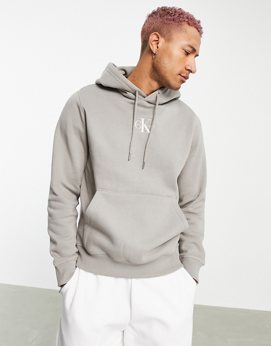 Calvin Klein Jeans new iconic essential logo hoodie in stone-Neutral