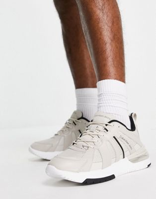 Calvin Klein Jeans new sporty runners in beige - ASOS Price Checker