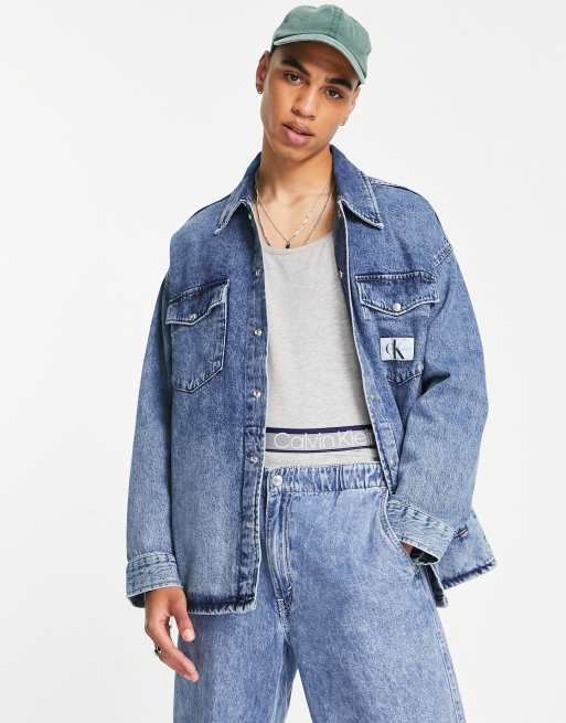 Calvin Klein Jeans – Niebieska jeansowa koszula wierzchnia oversize