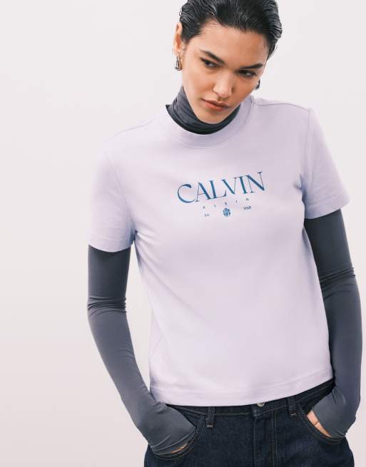 Calvin Klein Jeans – Niebieski krótki T-shirt z grafiką, 3 z 4