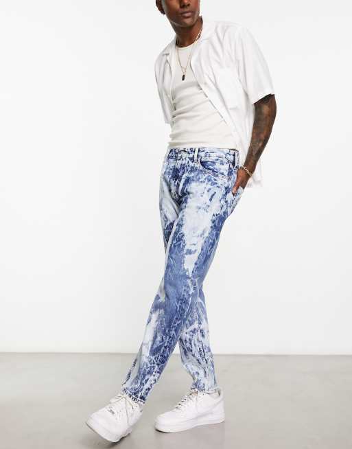 Calvin Klein Jeans – Niebieskie jeansy dad fit z prostymi nogawkami i efektem farbowania