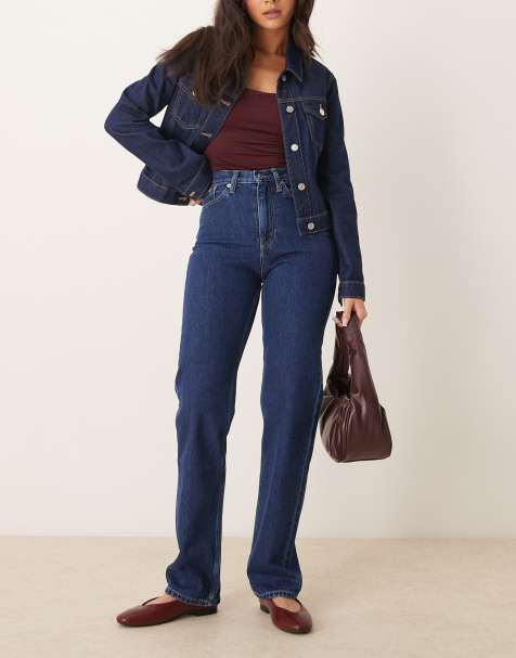 Calvin Klein Jeans – Niebieskie jeansy o prostym kroju z podwyższonym stanem - view 1