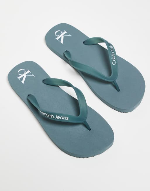 Calvin Klein Jeans – Niebieskie klapki z logo