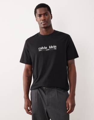 Calvin Klein Jeans Est.1978 Nyc Chest Graphic T-shirt In Black