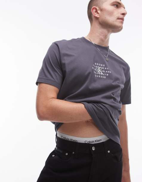 Calvin Klein Jeans NYC stamp graphic t-shirt in ebony - view 1