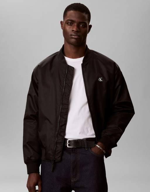 Calvin Klein Jeans Nylon bomber jacket in black, 3 of 5