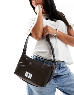Calvin Klein Jeans nylon chain shoulder bag in brown - ASOS Price Checker