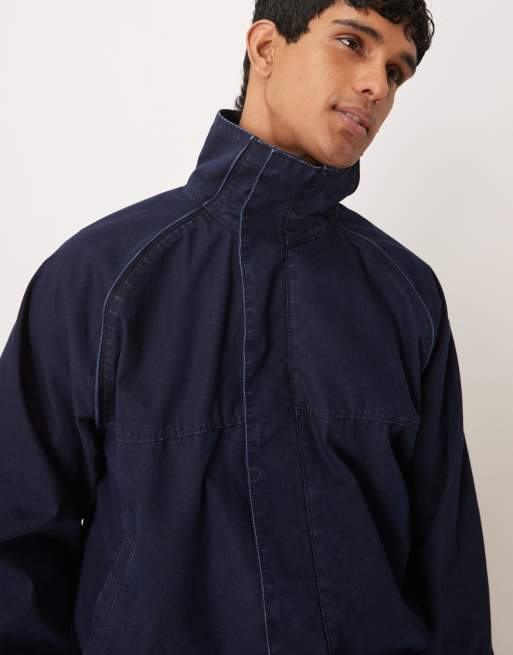 Calvin Klein Jeans nylon denim track jacket co-ord in navy, 4 of 5
