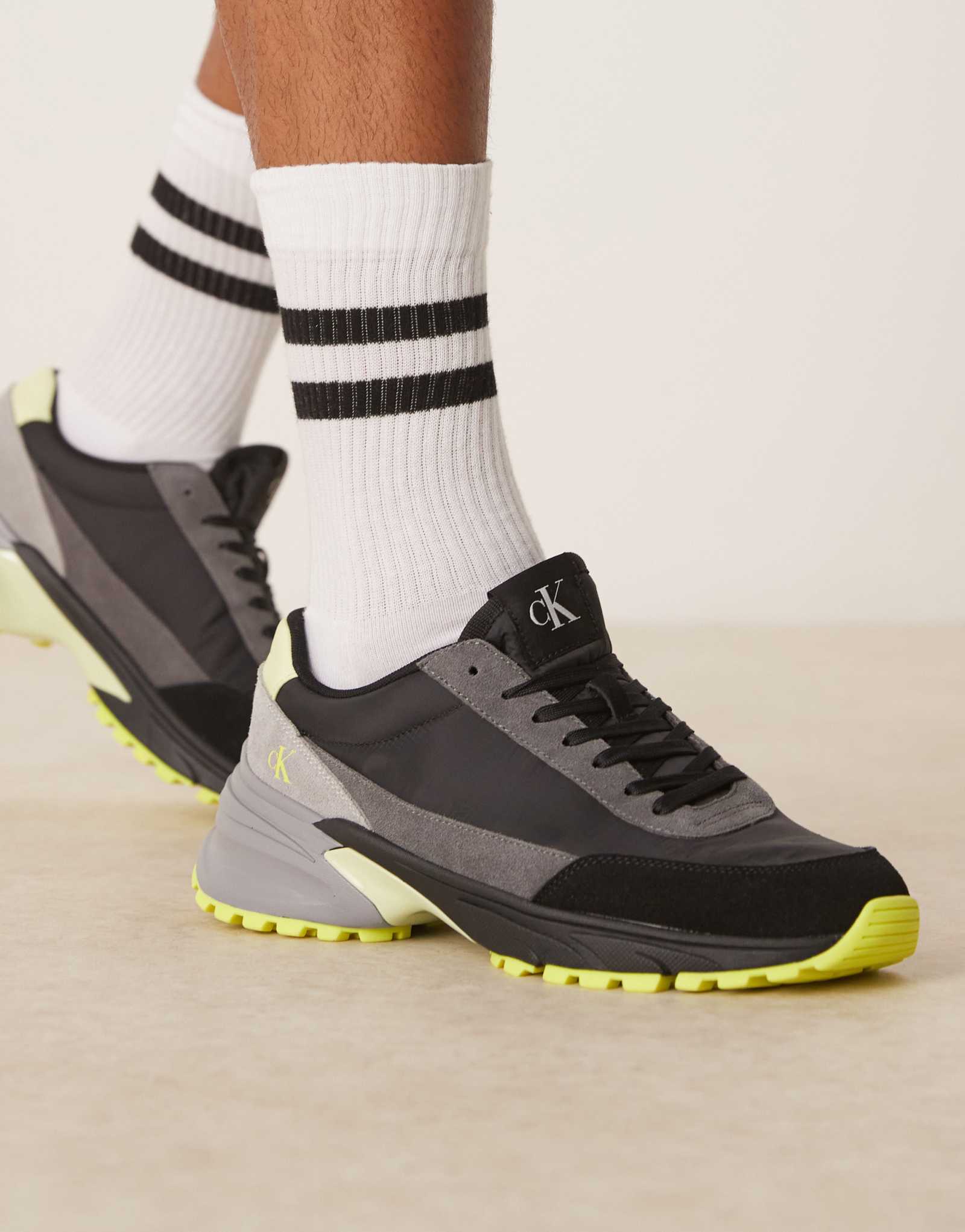 Нейлоновые кроссовки Calvin Klein Jeans hike runner черного и лаймового цветов