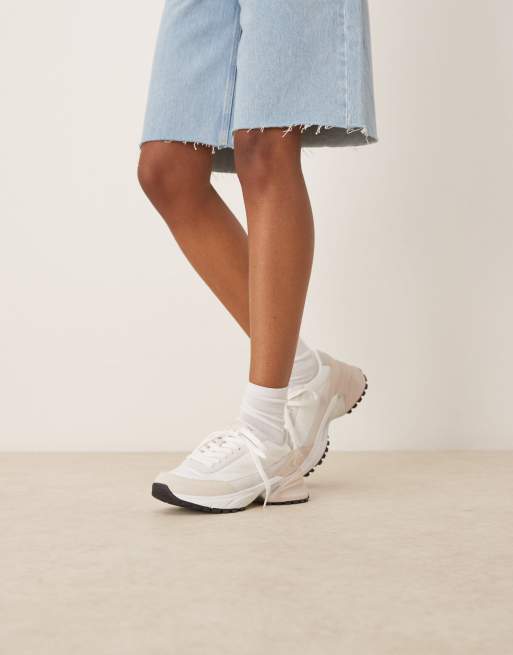 スニーカー   JEANS Woman Sneakers White YW0YW00823 YBR Calvin Klein Chunky Cupsole Laceup Monologo Γυναικεία