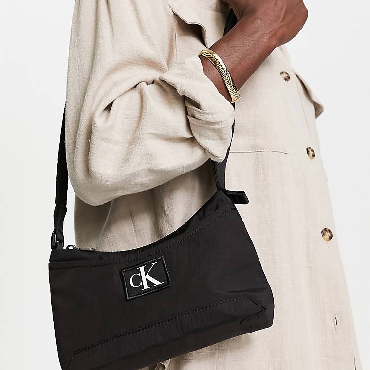 Calvin Klein Jeans nylon monogram shoulder bag in black - BLACK | ASOS