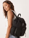 [Calvin Klein Jeans] Calvin Klein Jeans nylon pocket backpack in black One Size Black