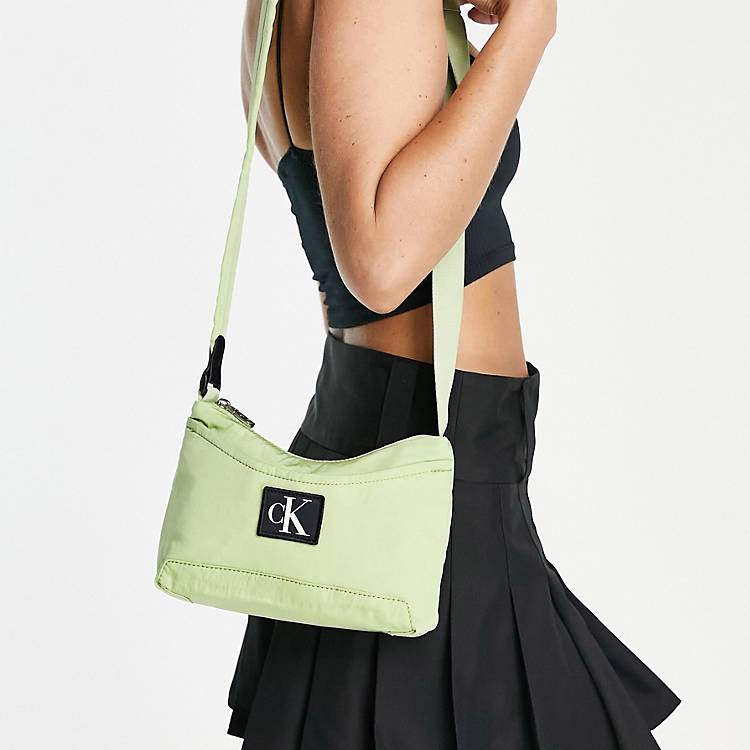 Calvin Klein Jeans nylon shoulder bag in green | ASOS