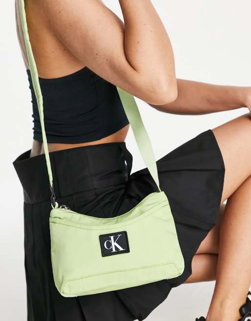 Calvin Klein Jeans nylon shoulder bag in green | ASOS