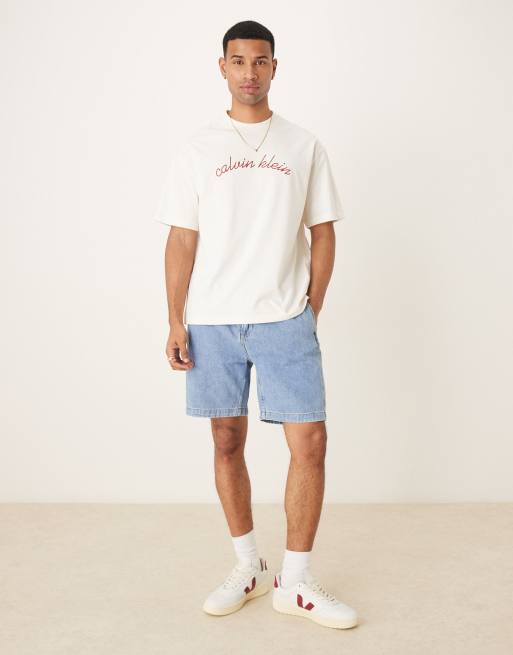Calvin Klein Jeans - Offwhite T-shirt med broderet logo, 2 af 4