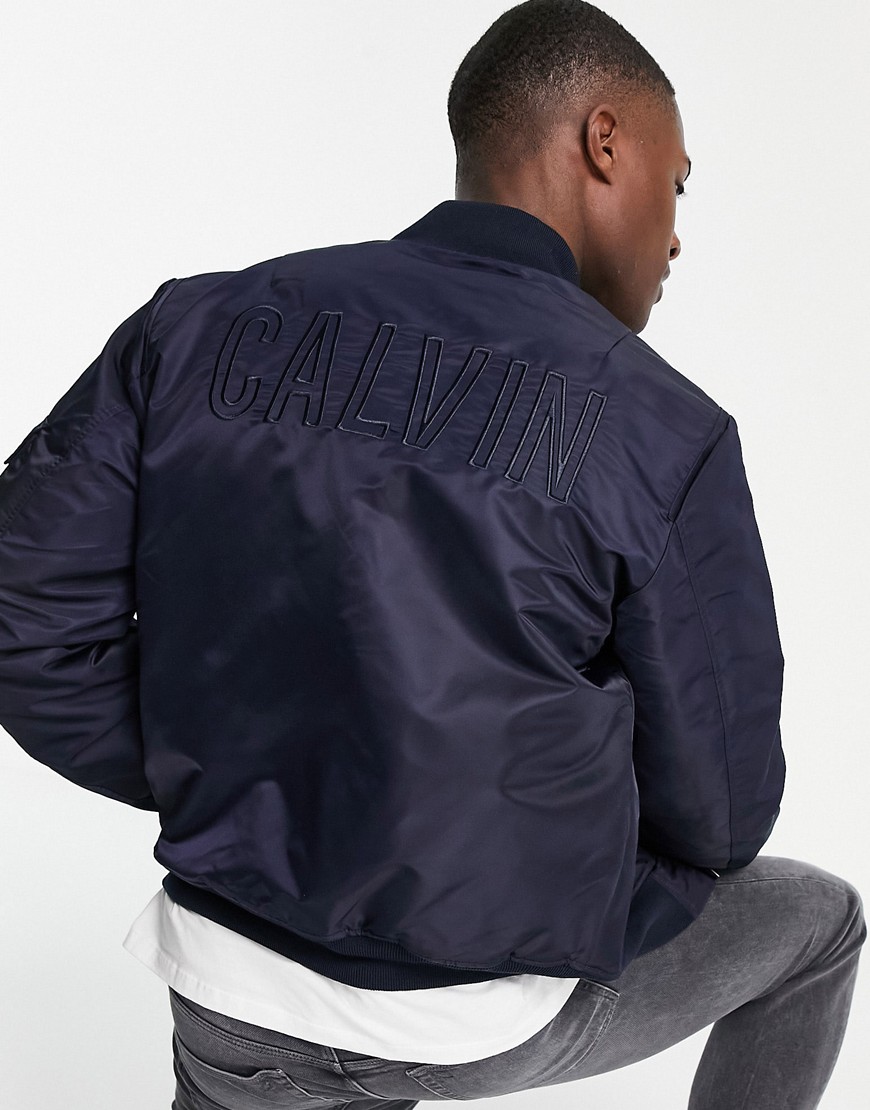 Calvin Klein Jeans ormer military padded bomber jacket-Navy