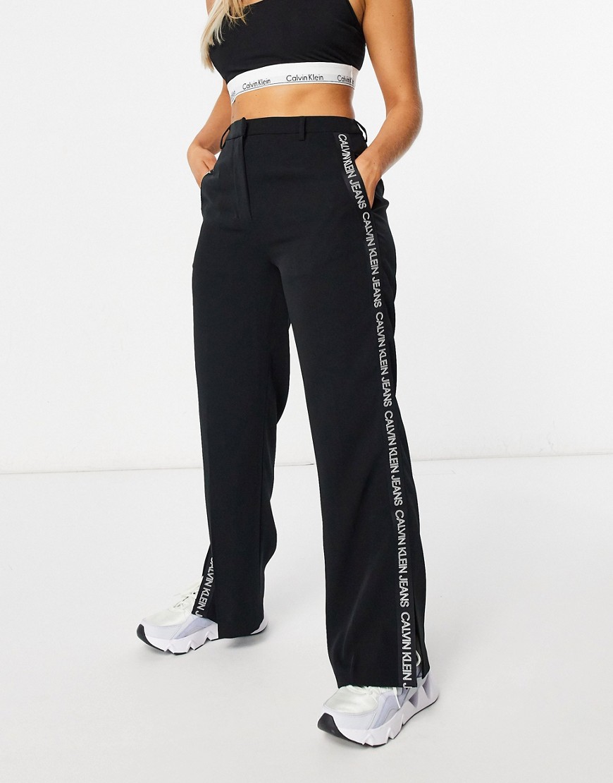 Calvin Klein Jeans outline logo wide leg pant co ord in black