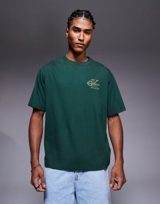 Calvin Klein Jeans Est.1978 Outline Monologo T-shirt In Green