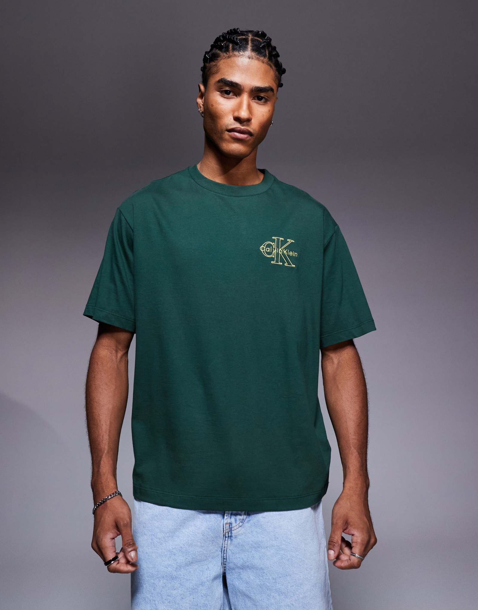 Футболка Calvin Klein Jeans outline monologo темно-зеленого цвета