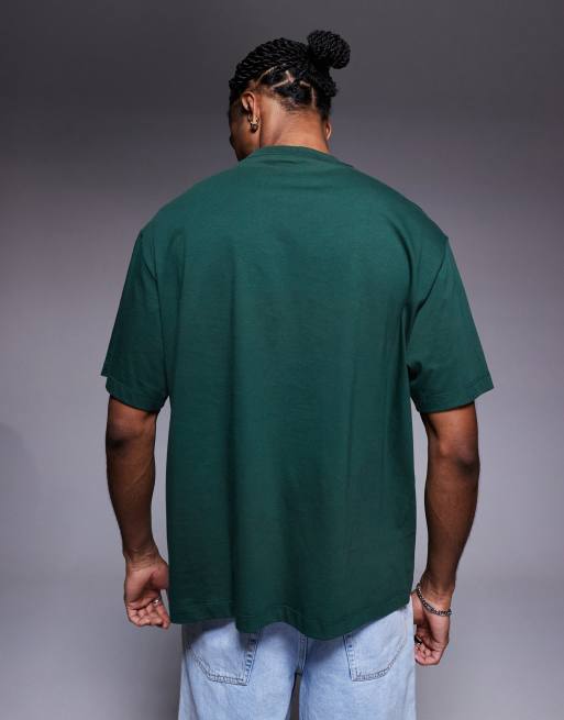 Calvin Klein Jeans outline monologo t-shirt in forest green, 3 of 5