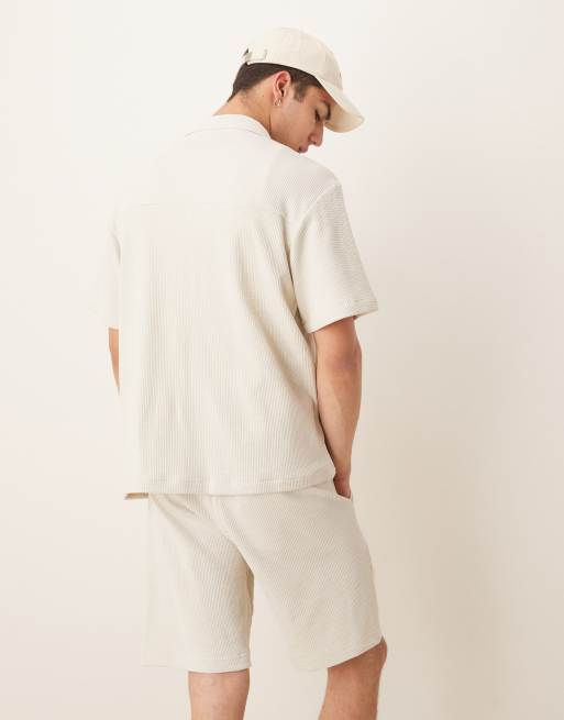 Calvin Klein Jeans - Overshirt met grove wafelstructuur in gebroken wit, 3 van 4