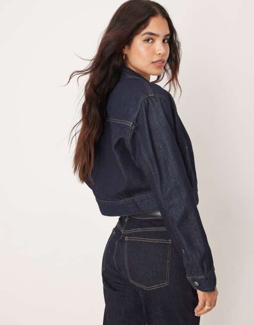 Calvin Klein Jeans – Oversize-Jeansjacke in dunkelblauer Waschung mit Reißverschluss, 4 von 4