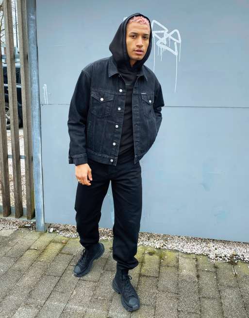 Calvin Klein Jeans oversized dad denim jacket in black ASOS