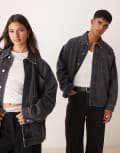 [Calvin Klein Jeans] Calvin Klein Jeans oversized denim jacket in washed grey - ASOS Exclusive 50 Denim Grey