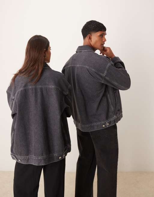 Calvin Klein Jeans oversized denim jacket in washed grey - ASOS Exclusive, 4 of 4