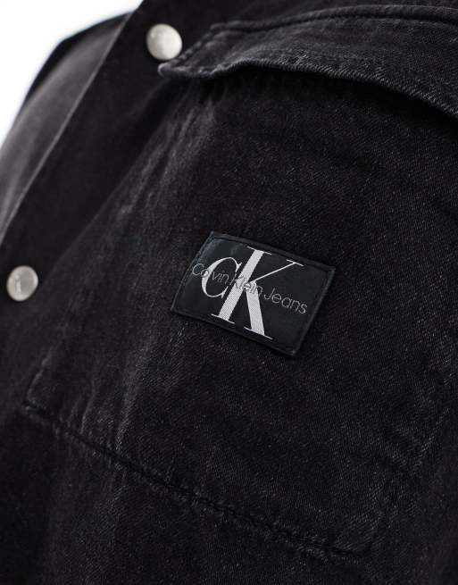 Calvin Klein Jeans - Oversized denim overhemd in zwart, 3 van 4