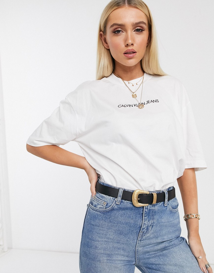 Calvin Klein Jeans oversized logo t-shirt-White