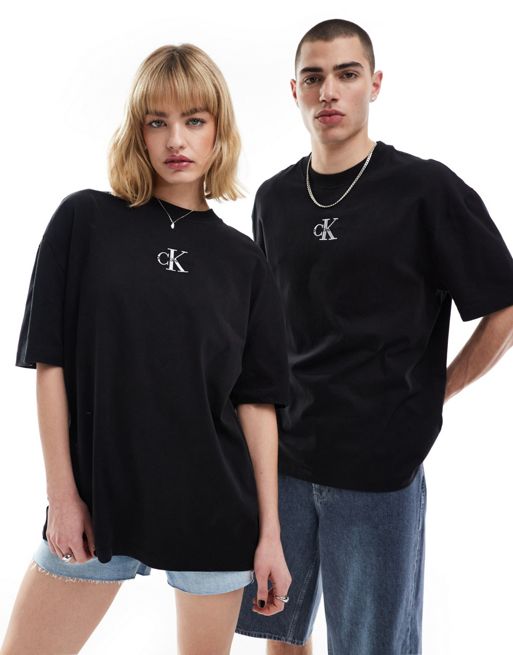 Calvin Klein Jeans oversized logo tee in black - ASOS Exclusive