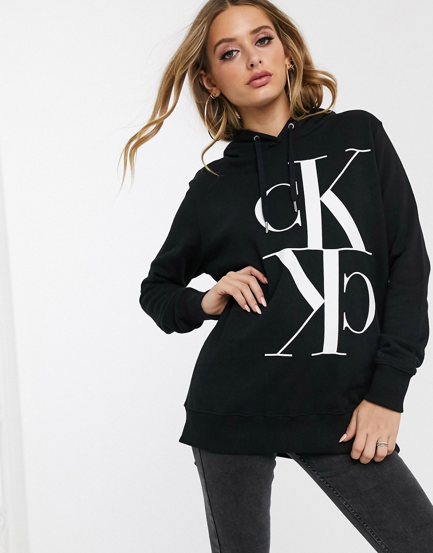 Calvin Klein Jeans oversized mirror logo hoody-Black