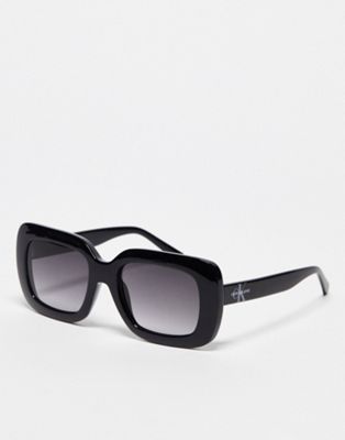 Calvin Klein Jeans oversized rectangle sunglasses in black