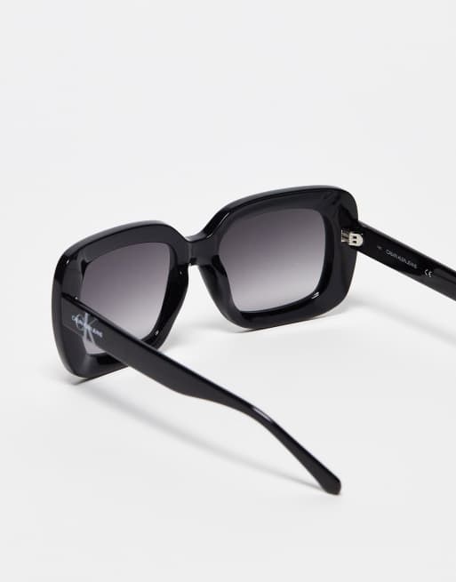 Calvin Klein Jeans oversized rectangle sunglasses in black, 2 of 4
