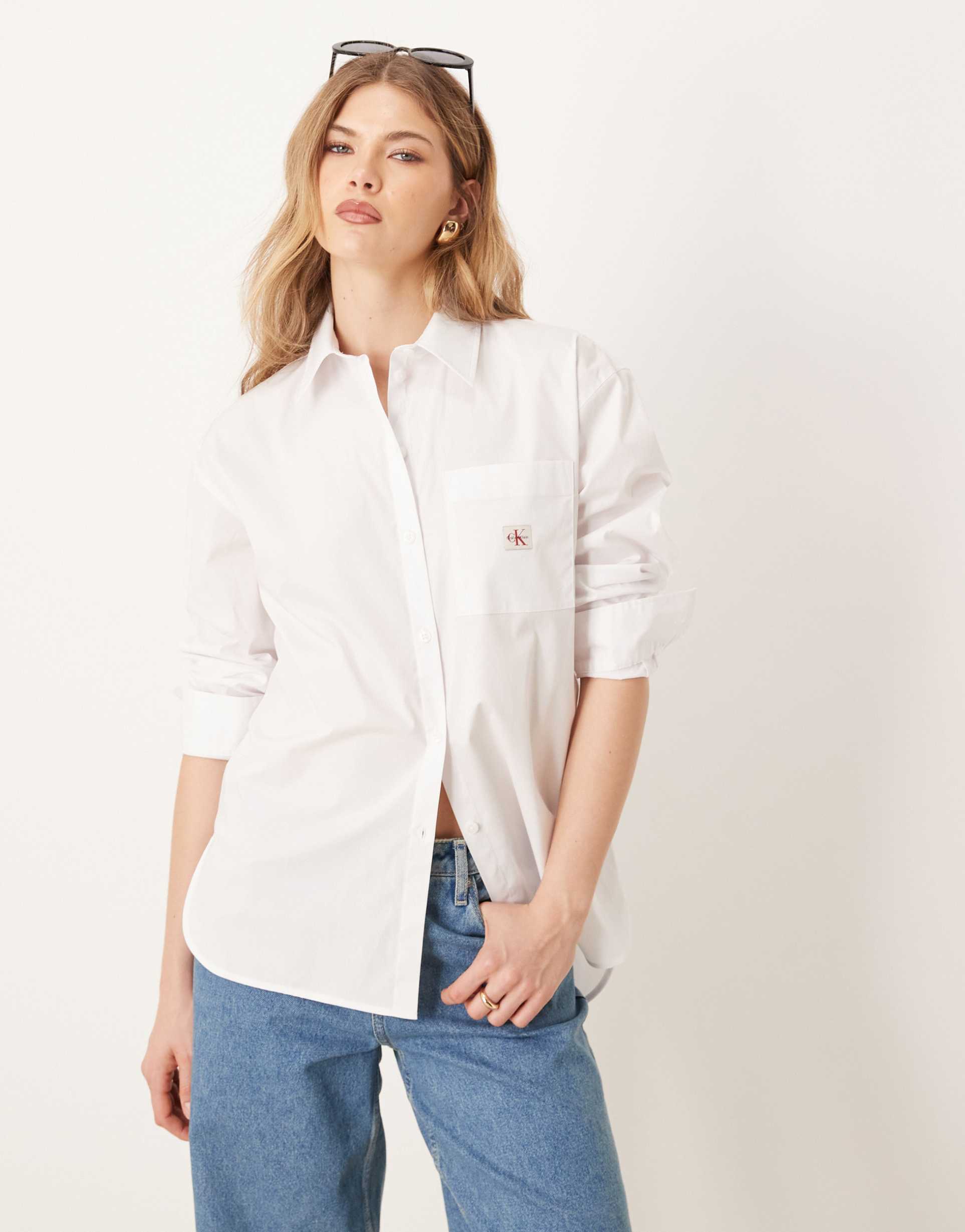 calvin klein jeans oversized shirt in white