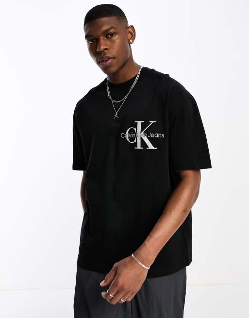 Calvin Klein Jeans - Oversized T-shirt met monogramlogo in zwart, 3 van 4