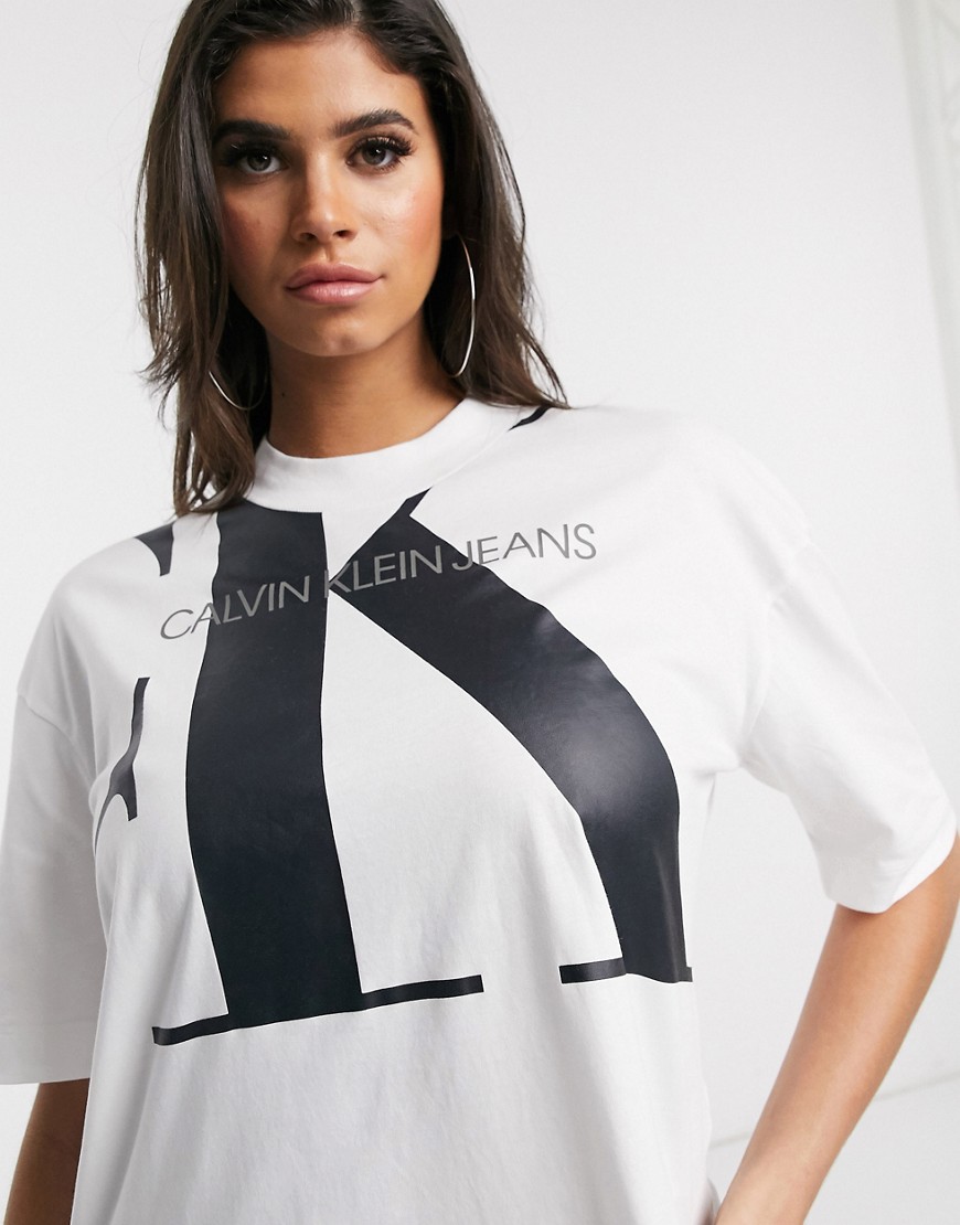 Calvin Klein Jeans oversized t shirt with giant logo in white