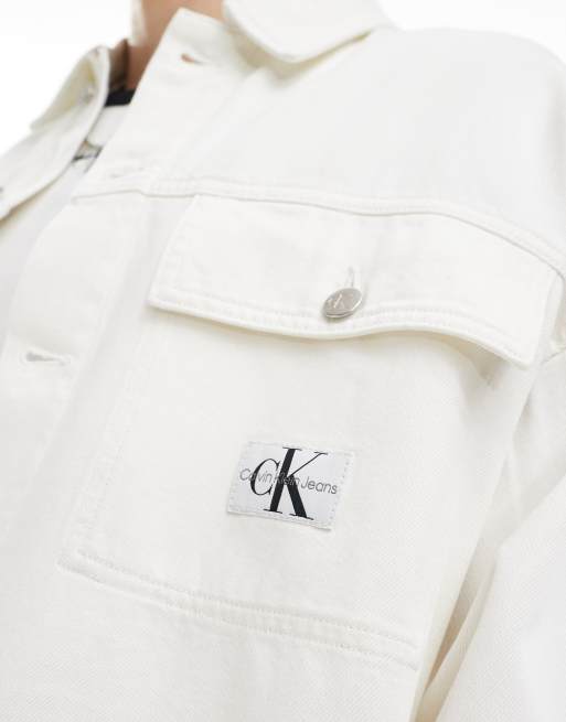 Calvin Klein Jeans oversized workwear denim jacket in white wash