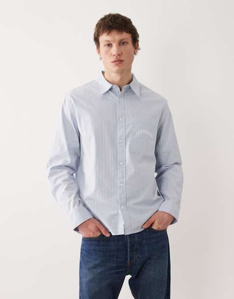 Calvin Klein Jeans oxford shirt in blue pinstripe