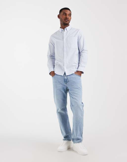 Calvin Klein Jeans oxford shirt in light blue stripe, 2 of 5